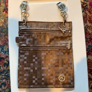 Hip Klip Brown Checkered Women's hands free mini purse/Bag with clips